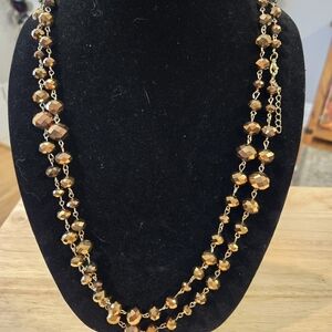Elegant Gold and Brown Colored Beaded Necklace